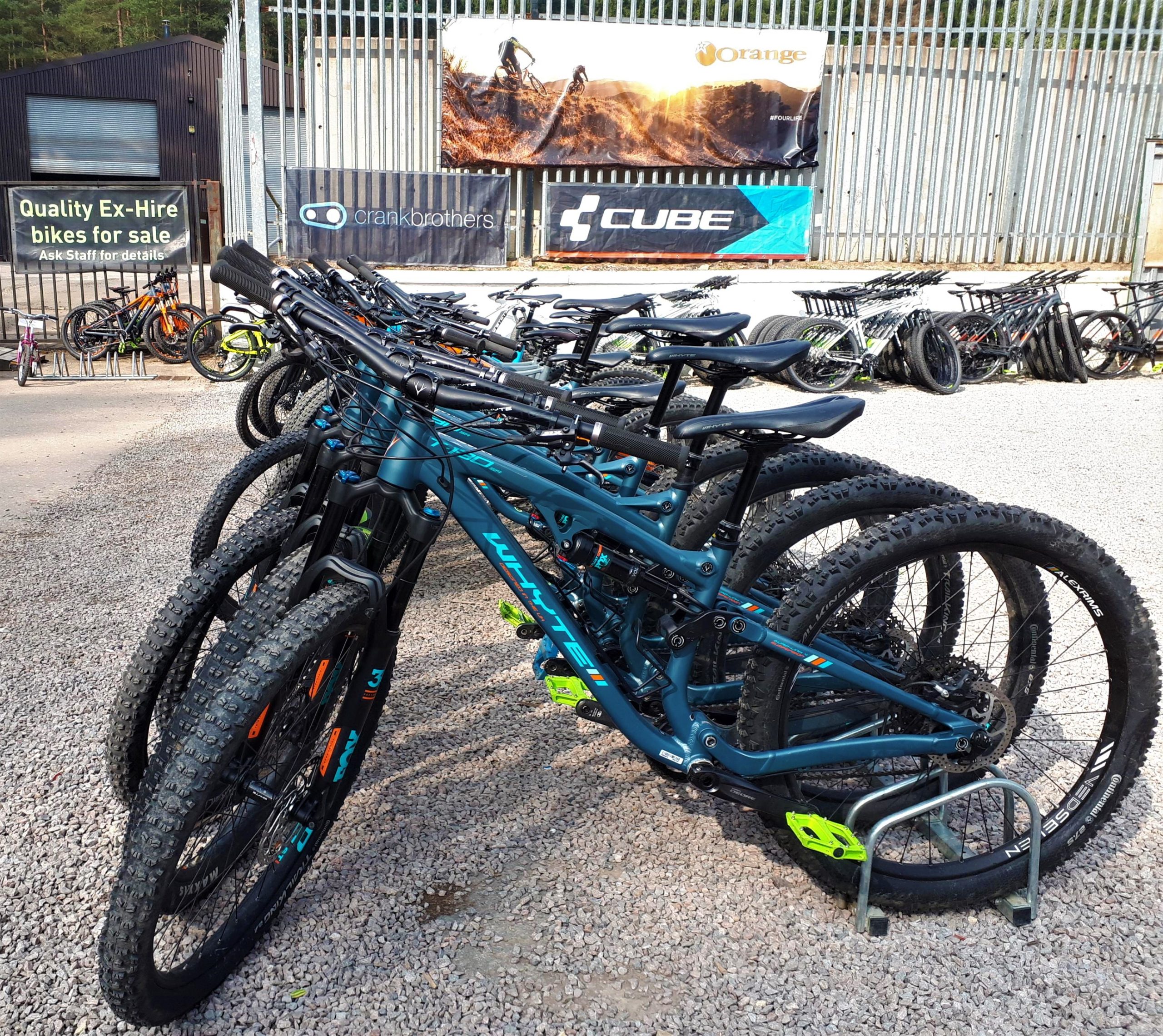 Selection of hire bikes ready to go