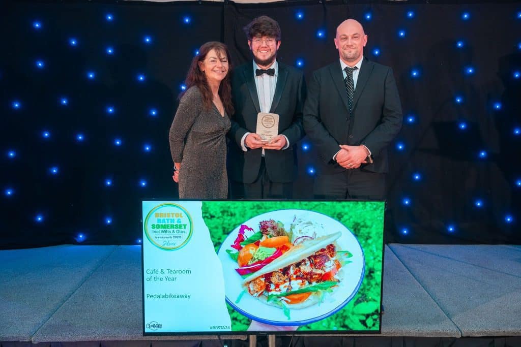 Jason and Matt receiving Silver Award for Best Cafe/Tea Room in South West