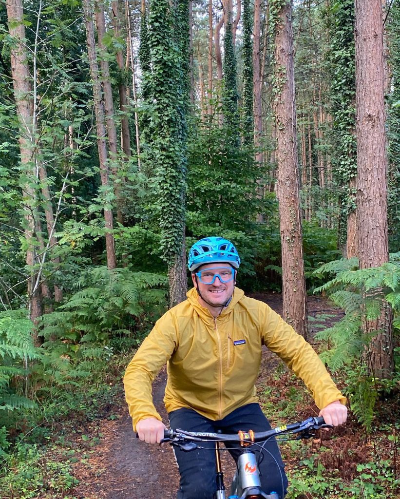 Gareth riding his pivot bike in Forest of Dean